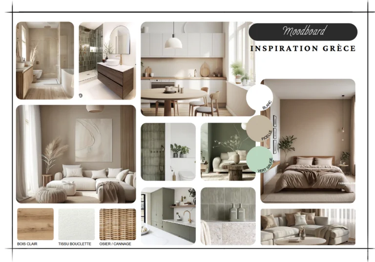 Exemple de moodboard de décoration contemporaine