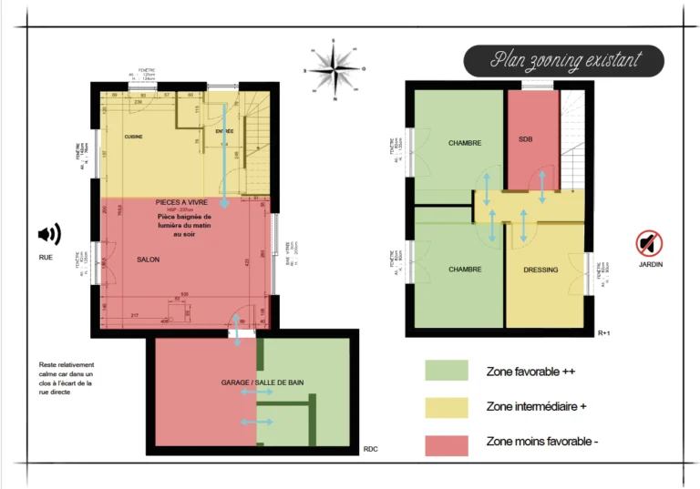 Plan existant d’un bien avant intervention de home staging.